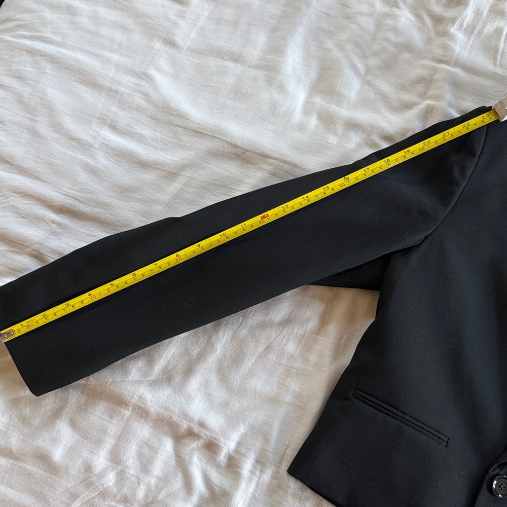 Mango Cropped Black Blazer Jacket - image 4